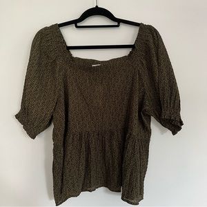 LOFT Micro Floral Peplum Blouse - Size XL